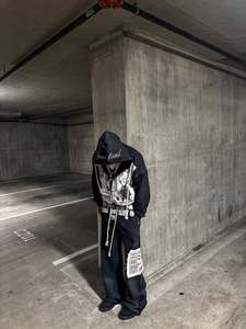 Men's Streetwear Hoodie And Sweatpants <b>Set</b> Full Length Print Design Loose Fit Breathable Polyester Tracksuit Autumn Fashion - Product Image 2