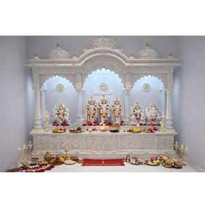 Templo Tradicional de Madera de Teca con Acabado de Mármol Blanco de Gran Tamaño, Hecho a Mano, Desmontable, Duradero, Venta de Fábrica - Product Image 1