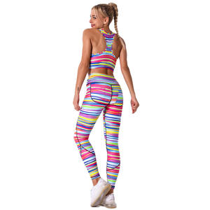 <b>Women's</b> Floral Print Stretch Yoga Gym Set 2-Piece Seamless Vest Crop <b>Top</b> Leggings Front SMART FABRIC Fitness Training Sportswear - Product Image 3