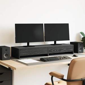 ขาตั้งจอไม้เอ็นจิเนียร์สีดำโอ๊ค 100x27x15 ซม. พร้อมลิ้นชัก โต๊ะคอมพิวเตอร์ - Product Image 1