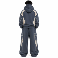 Ensemble 2 pièces de survêtement tactique personnalisé pour hommes, avec cagoule en coton, masque facial intégré, fermeture éclair et coupe ample