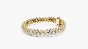 Pulsera de tenis de oro amarillo de 14K con diamantes cultivados en laboratorio en cruz - Product Image 2