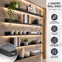 Étagère murale en aluminium éclairée par LED en forme de L, support de rangement pour accessoires de meubles, salle de bain, hôtel, spa et salon de beauté