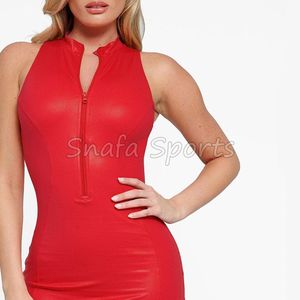 Vestido Gótico de Cuero Elegante y Moderno, Material Suave, Ligero y Elástico para Uso Diario, Vestido de Cuero Completamente Cómodo para Mujer - Product Image 5
