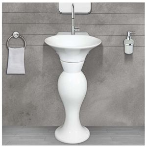 Lavabo de salle de bain en céramique robuste avec piédestal 445x530x810mm, bac à linge en porcelaine, ensemble Erika - Product Image 1