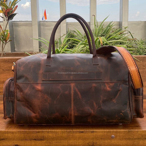 Grand sac polochon en cuir de buffle, usiné à la main et pleine fleur, sac de voyage en cuir véritable pour unisexe - Product Image 4