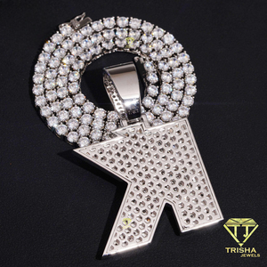 Iced Out Letter K Pendant <b>Necklace</b> With Moissanite Diamond Tennis <b>Chain</b> Luxury Hip Hop Jewelry Statement Bling <b>Necklace</b> - Product Image 5