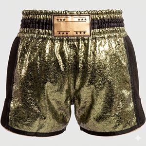 Custom Metallic Gold <b>Men</b> Boxing Shorts Breathable Mesh Side Panels Kickboxing <b>Trunks</b> Wholesale Custom Logo Muay Thai Fight Short - Product Image 1