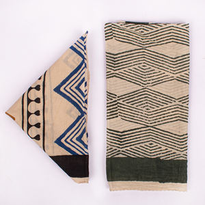 Bandana carré en coton de luxe, écologique et fait main, style bohème, imprimé au bloc à la main, respirant, unisexe, pour le cou et les voyages - Product Image 5