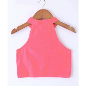 Ensemble Lehenga Chanderi pour femme, vert corail, haut uni sans manches, style doux, col licou, longueur genou, élégant, ethnique, pour soirée - Product Image 4