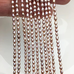 Perlas de Agua Dulce Ovaladas Blancas Tipo Arroz de 2.5-4.5mm, Hebra Suelta para Fabricación de Joyería, Venta al Por Mayor, Superficie Lisa - Product Image 1