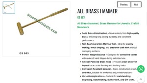 Martillo de latón sin chispas ni rayas, herramientas de joyería, herramientas de orfebrería, herramientas manuales |   N.° de artículo GS-963 - Product Image 3