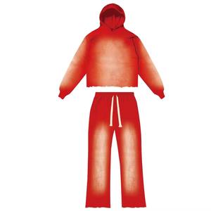 Survêtements personnalisés pour hommes, ensemble complet avec impression DTG sur toute la surface, sweat à capuche zippé, streetwear, pantalon de survêtement ample et évasé vintage, ensemble sweat à capuche et pantalon de survêtement - Product Image 5