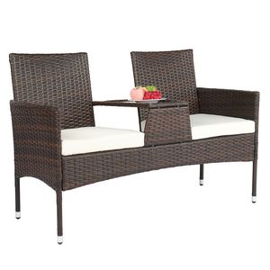 Sofá de Jardín Desmontable de Ratán con Estructura de Hierro Marrón Degradado de 131*61*83cm para Amantes del Ratán - Product Image 6