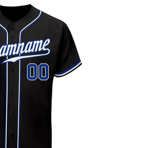 เสื้อเบสบอลพรีเมียม ระบายความชื้น สีดำ-น้ำเงิน-ขาว ดีไซน์แท้ ระบายอากาศได้ดี กันยับ พิมพ์ลาย - Product Image 3