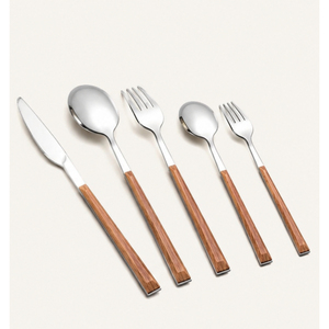 Ensemble de couverts en acier inoxydable de haute qualité avec manche en bois, ensemble de couverts écologiques pour la maison, les restaurants et les hôtels - Product Image 3
