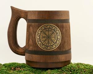 Wooden <b>Beer</b> Mug Laser Engraved Vintage Classic Style With Handle For <b>Beer</b> Drinking - Product Image 5