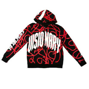 Sudadera con capucha y cremallera completa de felpa francesa, ligera, con logo personalizado estampado en relieve y diseño integral. - Product Image 1