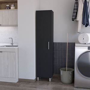 Armadio Alto a Singola Anta Lawen con 3 Ganci per Scope per Cesti della Biancheria - Product Image 1