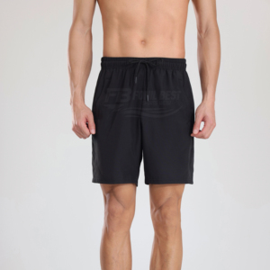 Men's Solid Color <b>Polyester</b> Bermuda <b>Shorts</b> Elastic Waist Drawstring Casual Wear Breathable Pockets - Product Image 5
