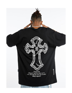 Custom Printed Front <b>Skulls</b> <b>Men's</b> Black O-Neck Short Sleeve T-<b>Shirt</b> Regular Fit Street Style 100% Cotton Jersey - Product Image 4