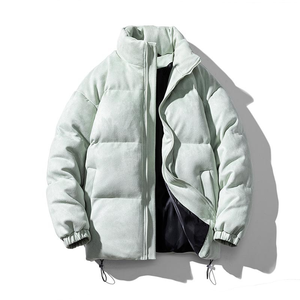 Veste matelassée blanche pour homme, col montant, fermeture éclair, coupe-vent, en polyester épais, décontractée, pour l'hiver, longueur normale, coupe ample - Product Image 5