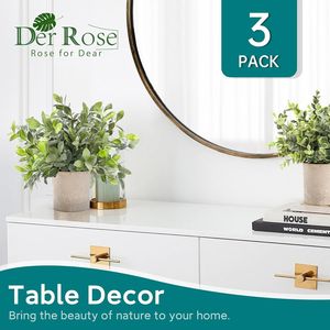 Set di 3 Piante Artificiali di Eucalipto in Vaso per Scrivania, Casa, Ufficio, Scaffali, Bagno, Decorazione in Plastica - Product Image 6
