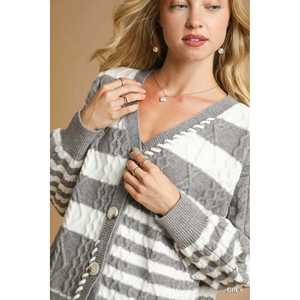 Umgee-Cárdigan abotonado a rayas para mujer - Product Image 1