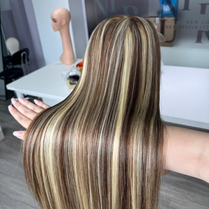 Precio de fábrica 100% cabello humano vietnamita virgen crudo 18 "peluca Bonestraight Piano Rubio Color Super doble extensiones de cabello dibujado - Product Image 1