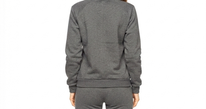 Ensemble de survêtement en coton gris pour femmes, sweat-shirt à col rond, pantalon long, poches latérales, vêtements décontractés pour l'automne - Product Image 6