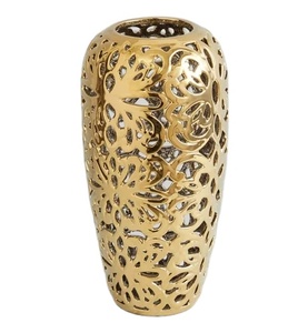 แจกันดอกไม้ดีไซน์ลายดอกไม้ทำจากทองเหลืองประณีต-ตกแต่งบ้านแจกันดอกไม้สวยเน้นความหรูหราตกแต่งบ้านกระถางดอกไม้ทันสมัย - Product Image 1