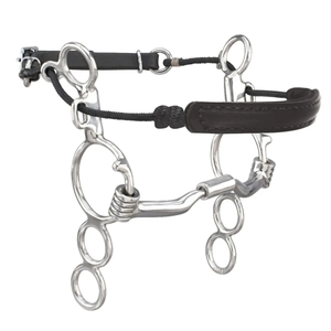 Herramienta de entrenamiento para caballos de grado veterinario, duradera, reutilizable, grande, con 3 anillos, tipo Hackamore, con boquilla lisa y portada. - Product Image 3