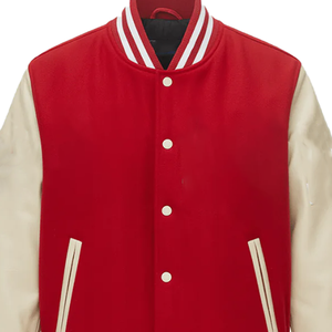 Chaqueta Universitaria de Cuero y Lana Roja Premium 2026 |   Cintas de Bordado de Chenilla |   Chaqueta Bomber Moderna Unisex Estilo Letterman, Resistente al Viento - Product Image 6