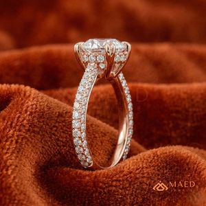 Bague en or rose pour femme, diamant rond, moissanite solitaire, bijoux de fiançailles, cadeau pour elle, USA - Product Image 3