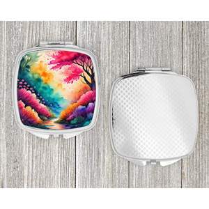 Azalées colorées miroir de maquillage de voyage compact pliant cadeau de conception de poche pour les femmes et les filles - Product Image 4