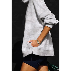 Women's Casual Polyester/Cotton Fleece Oversized Sweatshirt Mock neck Long Sleeves Pullover Winter Customized Logo Front - Product Image 3