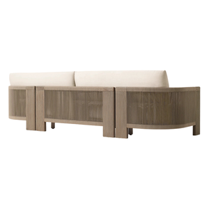 Luxury Modern Two Seat Curved Teak Wood <b>Outdoor</b> <b>Sofa</b> with Rope Woven Waterproof Cushions for Living Room & Villa Resort - Product Image 3