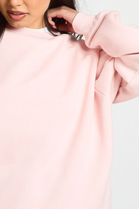 Premium <b>Women's</b> Pink Oversized Pullover Sweatshirt Casual Loose Fit <b>Fleece</b> Sweatshirt <b>Top</b> Long Sleeve Loungewear <b>Women</b> Outfit - Product Image 5