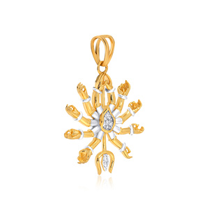 Pendentif élégant en or plaqué avec diamants de laboratoire Radiant Sun, design floral en pétales et accent goutte d'eau, bijoux de mode - Product Image 2