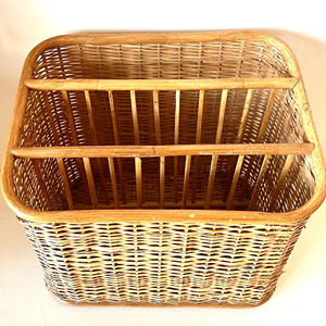 Panier pour magazines, organiseur de bureau, paniers à magazines en rotin faits à la main avec compartiments - Product Image 4