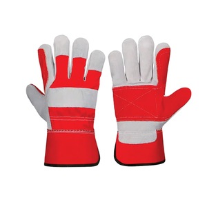 Gants de sécurité en cuir rouge et gris avec paume renforcée pour usage industriel, gants de travail d'hiver pour l'extérieur, longueur au poignet - Product Image 2