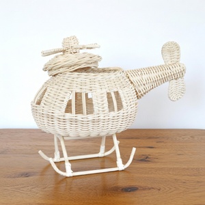 Jouet pour enfants fabriqué à la main, petit avion en rotin pour bébés, design mignon, avions et hélicoptères tressés - Product Image 5