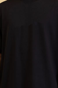 T-shirts en twill à manches courtes pour hommes, style oversize tendance, col montant, épaules tombantes, avec logo brodé, en polyester, style urbain - Product Image 5