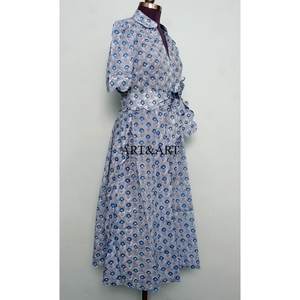 Elegante Vestido Midi de Algodón para Mujer, Estilo Boho, Dulce, Natural, Vintage, Floral, Casual, de Manga Corta para Verano - Product Image 5