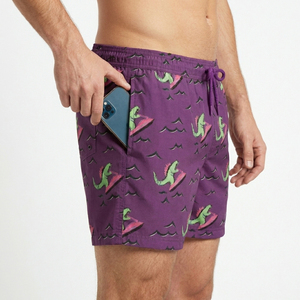 Lightweight Breathable Quick Dry 2-in-1 <b>Men's</b> Low Waist Beach Shorts Solid Swim <b>Trunks</b> Premium Bulk Wholesale - Product Image 5