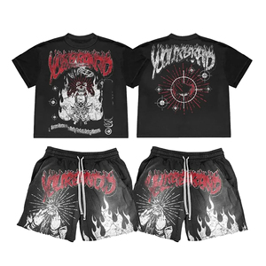 High Quality Printed Shorts <b>Set</b> for Men Custom Stylish Logo Shorts Shirt <b>Set</b> 100% Cotton Breathable Summer T-Shirt <b>Sets</b> - Product Image 1