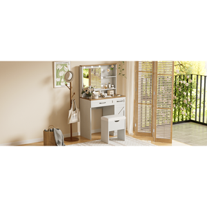Tocador de Maquillaje Ajustable Estilo Rústico con Luces de Espejo, 3 Modos de Iluminación, Set de Tocador y Taburete para Maquillaje - Product Image 6