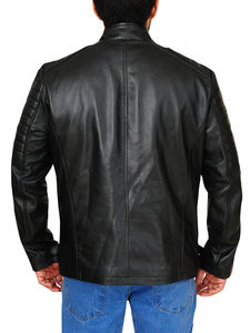Veste en cuir véritable pour homme, de haute qualité, noire, style motard, personnalisée, imperméable, écologique, pour l'hiver, vente en gros - Product Image 4