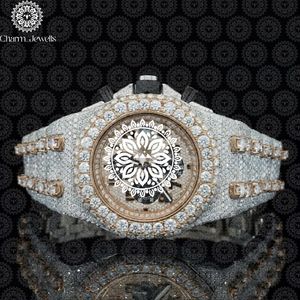 Charm Jewells Luxury Stainless Steel Watch 40mm Diamond Encrusted <b>Chronograph</b> Analog Mechanical Men's Fashion Timepiece Auto - Product Image 5