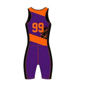 <b>Purple</b> and Orange Rowing Champ <b>Suit</b> <b>Mens</b> Sleeveless Competition Uniform Performance Racing Singlet Custom Wholesale Team Sports - Product Image 2
